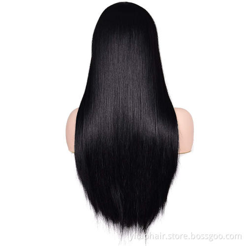 Black Wig with Bangs Long Straight Heat Resistant Synthetic Wig Natural Hair Wigs for Black Women 26 inches
